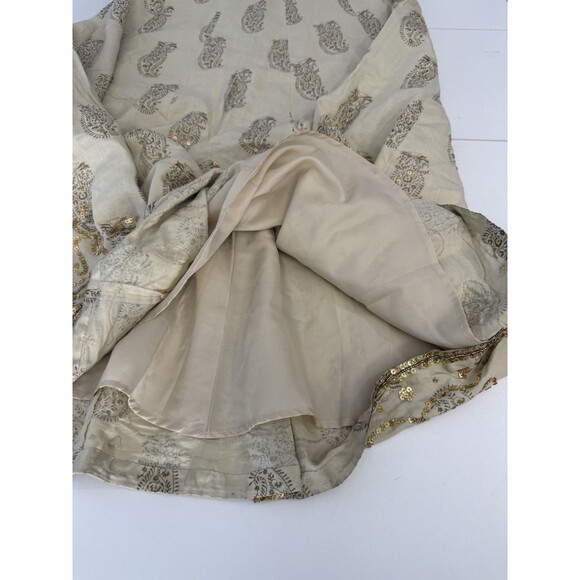 Carole Little Vintage skirt Linen Blend sequin Folk Cottagecore Fairy Midi 8 - Picture 6 of 13